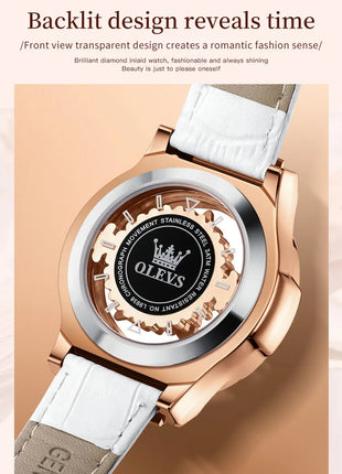 OLEVS 9996 Orologio Elegante di Lusso da Donna, Orologio al Quarzo Scheletrato, Impermeabile, con Quadrante Luminoso e Diamanti, Regalo Originale platinumshop