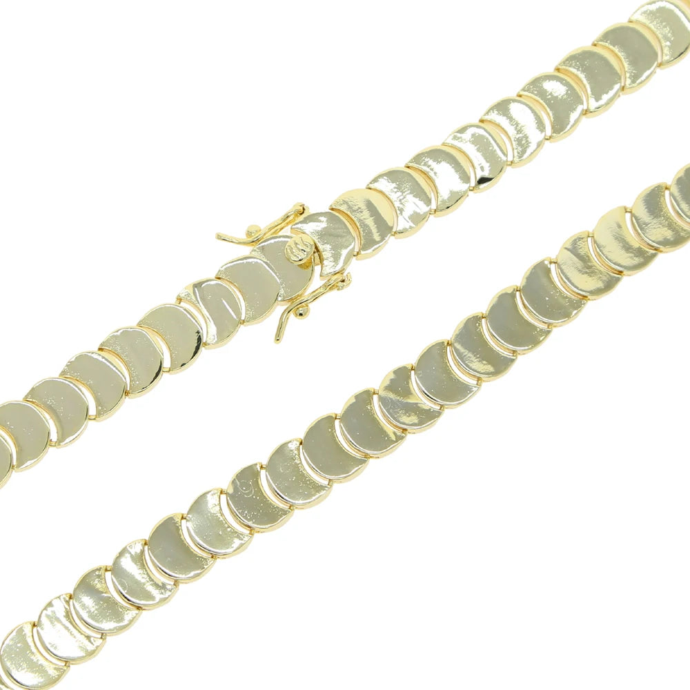 2025 Nuova collana a catena serpente unisex color oro a spina di pesce con perline catena a maglie pavimentata 5A CZ girocollo a forma di luna per gioielli da donna