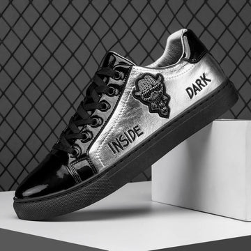 Men Casual Shoes Patent Leather Flats Skate Men Cool Driving Shoes Male Walking Shoes Sneakers Dress Trend the Latest Leisure