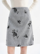 FSLE 【Premium Series】Vintage Sequin Embroidery Short Skirt with Slightly Fitted Back Winter 2025 New Arrival Grey Skirts PlatiNum