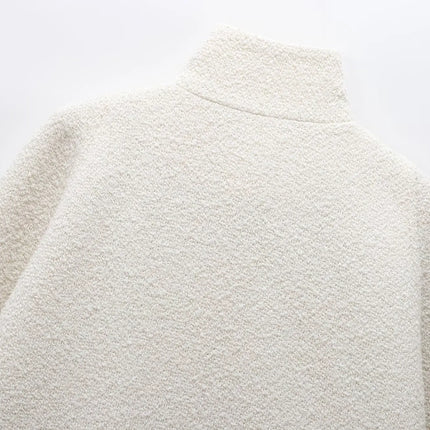 HH Women's 2025 New Solid Wool Blended Stand Collar Concealed Button Cape Jacket Female Fashion Versatile Temperament Jacket