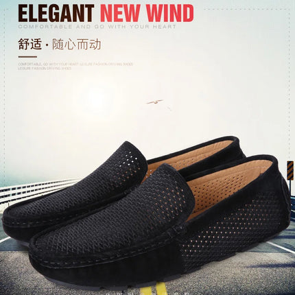 Mocassini da Uomo in Pelle Scamosciata Traspiranti Estivi, Scarpe da Guida di Lusso, Nuove Calzature Casual da Uomo