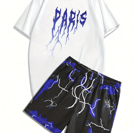 Completo da uomo casual streetwear 2026: T-shirt sportiva a stampa graffiti Y2K ad asciugatura rapida e pantaloncini con coulisse platinumshop