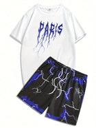 Completo da uomo casual streetwear 2026: T-shirt sportiva a stampa graffiti Y2K ad asciugatura rapida e pantaloncini con coulisse platinumshop