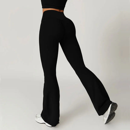 Flare Leggings Yoga Pants Women Bell-bottoms Yoga Tights High Waist Fitness Pants Stretch Gym Workout Sports Push Up Leggings PlatiNum