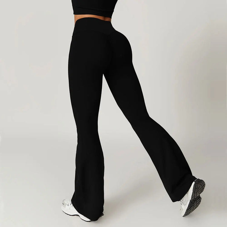 Flare Leggings Yoga Pants Women Bell-bottoms Yoga Tights High Waist Fitness Pants Stretch Gym Workout Sports Push Up Leggings PlatiNum