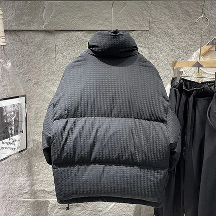 Winter Men Thick Warm White Duck Down Jacket Fashion Stand Collar Spliced Windproof Overcoat Loose Fit Casual Outside Down Coat