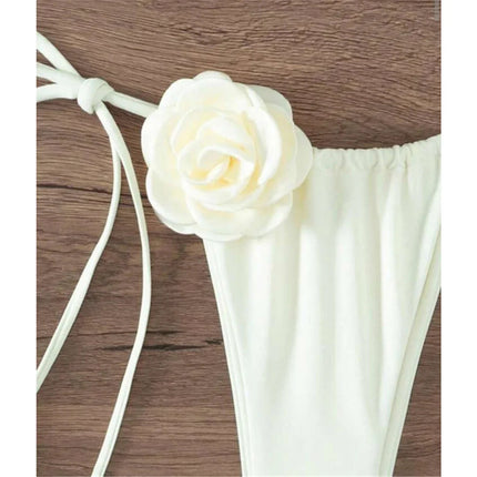 Costume da Bagno Sexy con Fiori e Fascia, Bikini a Perizoma 2025, Costumi da Bagno Donna con Lacci, Set Bikini Brasiliano, Biquini Mujer platinumshop
