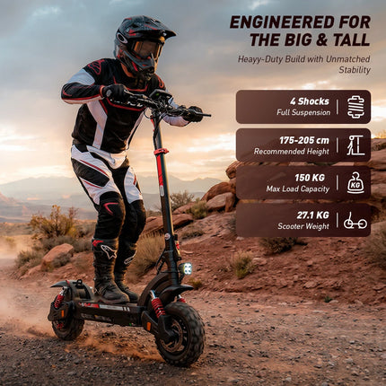 Monopattino elettrico iScooter GX3Pro 1500W 50km/h, potente monopattino a batteria 48V 17.5Ah, pneumatici antiscivolo da 11 pollici per fuoristrada, autonomia massima 60km.