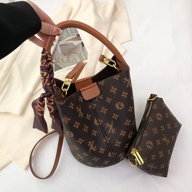 Advanced fashion bag for women 2025 new casual women's bag, large capacity bucket bag, shoulder bag, diagonal cross bag PlatiNum