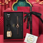 LUCKY FOX 2 pezzi confezione regalo di lusso leggera set braccialetto orologio orologio al quarzo quadrato da donna semplice e alla moda regalo del festival Reloj platinumshop