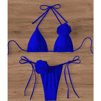 Costume da Bagno Sexy con Fiori e Fascia, Bikini a Perizoma 2025, Costumi da Bagno Donna con Lacci, Set Bikini Brasiliano, Biquini Mujer platinumshop