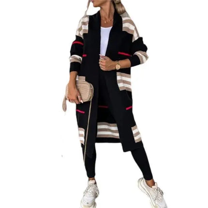 Print Long Cardigan For Women 2025 New Autumn Winter Clothes Knit Loose Outerwear Soft Sweater Coat Streetwear Fashion Cover Up