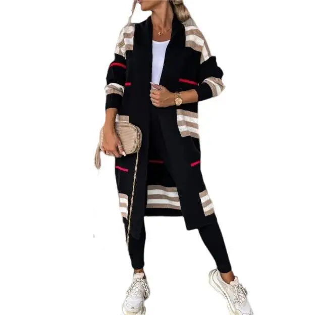 Print Long Cardigan For Women 2025 New Autumn Winter Clothes Knit Loose Outerwear Soft Sweater Coat Streetwear Fashion Cover Up
