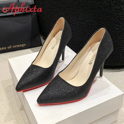 Aphixta Oro Argento Nero Décolleté con tacco alto a spillo da 3,54 pollici Décolleté da donna per tutte le stagioni Scarpe da festa con punta a punta di grandi dimensioni 49 50 platinumshop