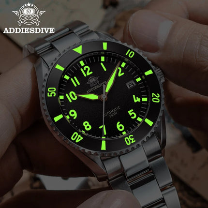 ADDIESDIVE Luxury Men's Watch MY-H9 Sapphire Crystal Ceramic Bezel 200m Waterproof Retro Luminous Diving Mechanical Wristwatch