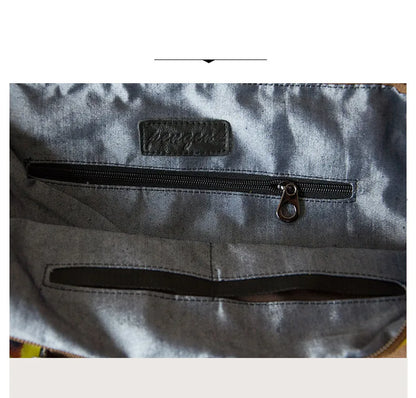 2025 New Genuine Leather With Canvas Women Handbags Luxury Fashion Crossbody Bag Printing Shoulder Portable Slung Bags