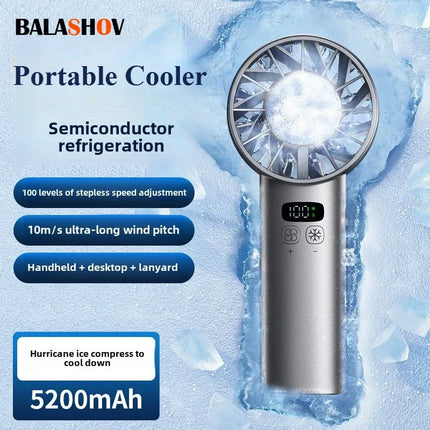 Ventilatore portatile USB ricaricabile con compressione di ghiaccio e raffreddamento ad alta velocità, mini ventilatore pieghevole per viaggi, campeggio, attività all'aperto