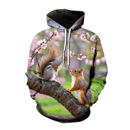 Squirrel Animal 3D Print Hoodies Men's Women Hip Hop Hooded Sweatshirts Harajuku Pullover Street Tracksuit Unisex Coat Clothing