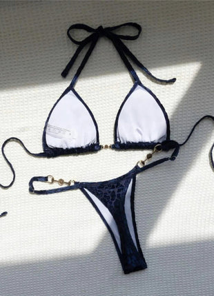 S-XL Leopard Halter Mini Micro Perizoma Bikini Donna Costumi da bagno Costume da bagno femminile Bikini a due pezzi Bagnante Costume da bagno Swim V5207 platinumshop