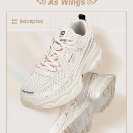 Baasploa Scarpe da corsa retrò da donna Scarpe da jogging sportive con lacci in rete da esterno Scarpe casual leggere e traspiranti antiscivolo da donna