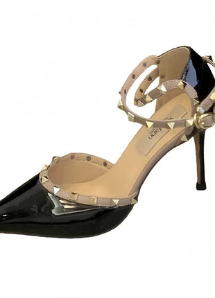 Sandali Donna alla Moda con Rivetti, Nuovo Stile Primavera 2026, Tacchi Alti con Cinturino Sottile, Eleganti Décolleté Color Nude per Estate Autunno platinumshop