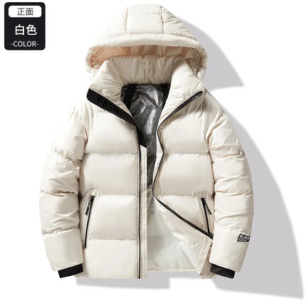 Winter Black All-match Men Parkas Coats with Hood Comfortable Warm Male Clothing Solid Color Thicken Cotton Jackets High Quality