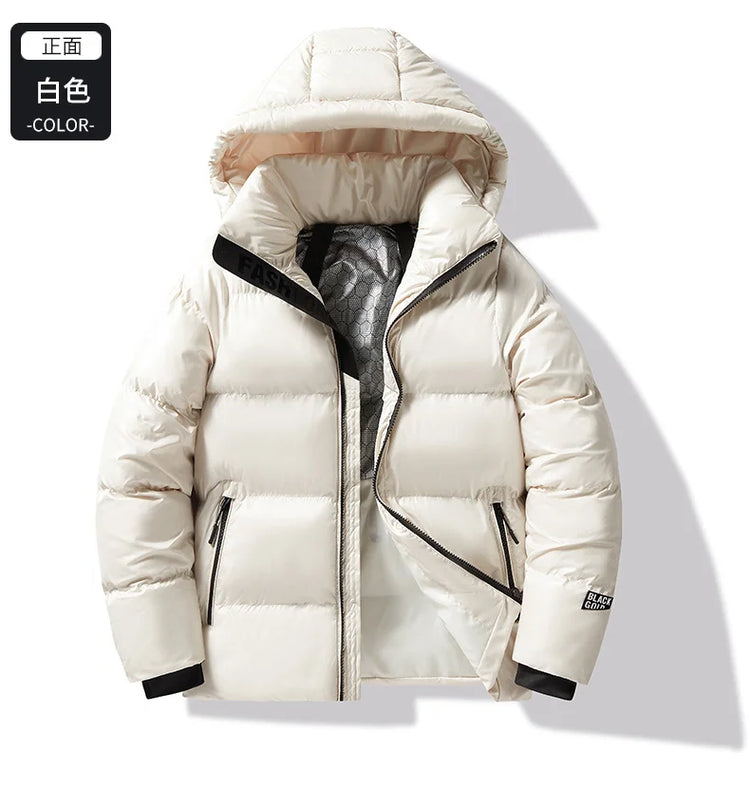 Winter Black All-match Men Parkas Coats with Hood Comfortable Warm Male Clothing Solid Color Thicken Cotton Jackets High Quality