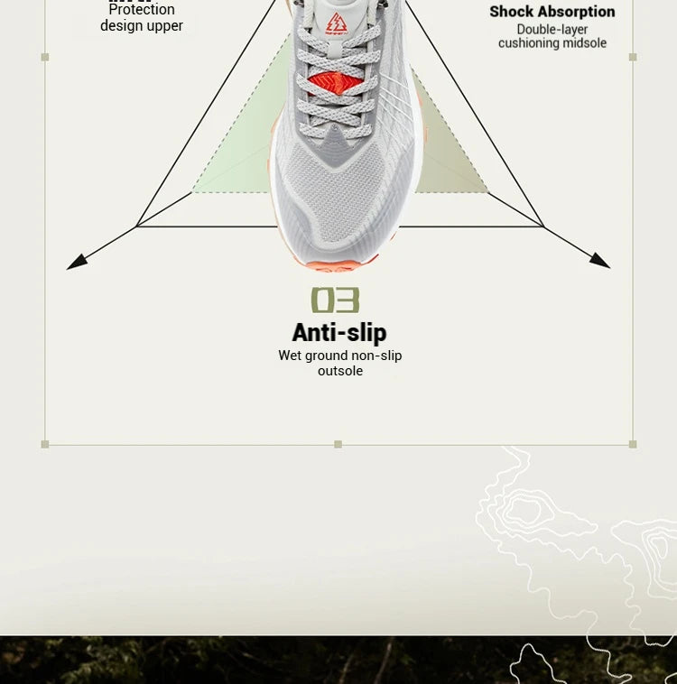361 Degrees Yushan PRO Men Running Shoes Durable Hiking Cushioning Breathable Non-slip Outdoor Jogging Male Sneakers 672522250 PlatiNum