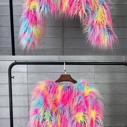 ZADORIN New Mongolian Fur Cropped Faux Fur Coat Woman Winter Clothes Fashion Short Fur Coats Fluffy Faux Fur Jacket Crop Tops