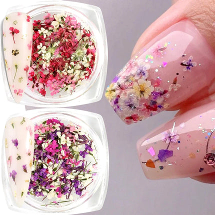 3D Mix Colors Flower Nail Art Sticker Resin - Summer Natural Minced Flowers Decal for Nails Art Accessories&Applique DIY Craft