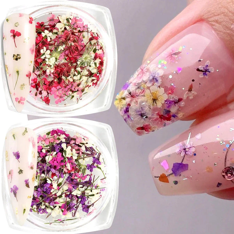 3D Mix Colors Flower Nail Art Sticker Resin - Summer Natural Minced Flowers Decal for Nails Art Accessories&Applique DIY Craft