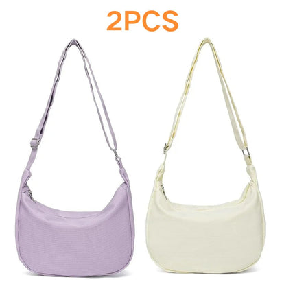 Miss Lulu 2-Piece Set-Large Capacity & Adjustable Shoulder belt-WOMEN'S Crescent Crossbody bag Casual PlatiNum