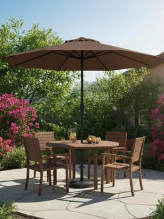 Ombrellone da Giardino con 8 Stecche, Telaio Verniciato a Polvere, Sollevamento a Manovella, Ventilazione, Resistente al Vento per Giardino, Spiaggia, Terrazza