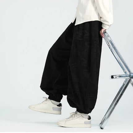 Pantaloni di velluto da uomo autunno inverno pantaloni larghi stampati casual da uomo stile giapponese Harun comodi pantaloni da jogging da uomo streetwear