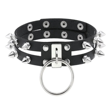 1Pc Harajuku Cuore Sexy Rivetti Cuoio DELL'UNITÀ di elaborazione Nero Goth Punk Girocollo Per Y2K Ragazze FAI DA TE Goth Star Pentagramma Collane Grosse Gioielli PlatiNum