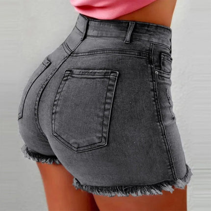 Y2K Womens Denim Shorts High Waisted Hot Pants with Tassels Retro Slim Fit Denim Shorts Fashion Trends Summer Blue Jeans Shorts PlatiNum