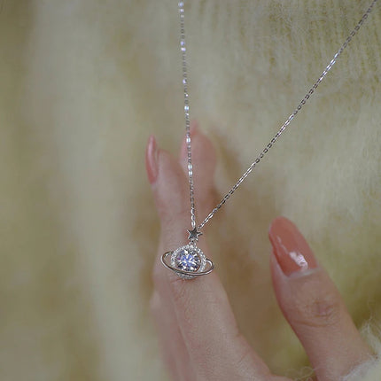 New 925 Sterling Silver Planet Necklace Personality Charming Woman Pendant Choker Birthday Gift for Friends Exquisite Jewelry PlatiNum