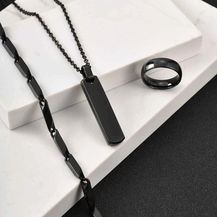 Set di 3 Collane con Barra Verticale per Uomo, Collana con Ciondolo in Acciaio Inossidabile Stile Hip Hop, Set di Gioielli alla Moda Regalo per Lui platinumshop