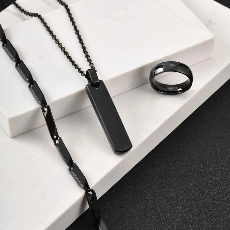 Set di 3 Collane con Barra Verticale per Uomo, Collana con Ciondolo in Acciaio Inossidabile Stile Hip Hop, Set di Gioielli alla Moda Regalo per Lui platinumshop