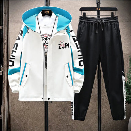 Spring Autumn Men Tracksuit Set Casual Sportswear Hooded Jackets Pants 2 Piece Sets Hip Hop Running Sports Suit