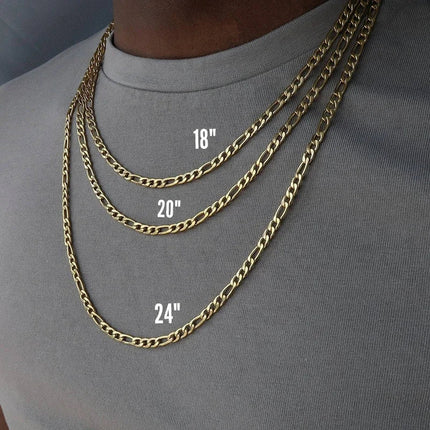 ALIZERO 18K Gold 4MM Figaro Chain Necklace For Women Men Fashion Hip Hop Punk Necklaces Jewelry Wholesale 40-75cm PlatiNum