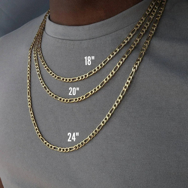 ALIZERO 18K Gold 4MM Figaro Chain Necklace For Women Men Fashion Hip Hop Punk Necklaces Jewelry Wholesale 40-75cm PlatiNum