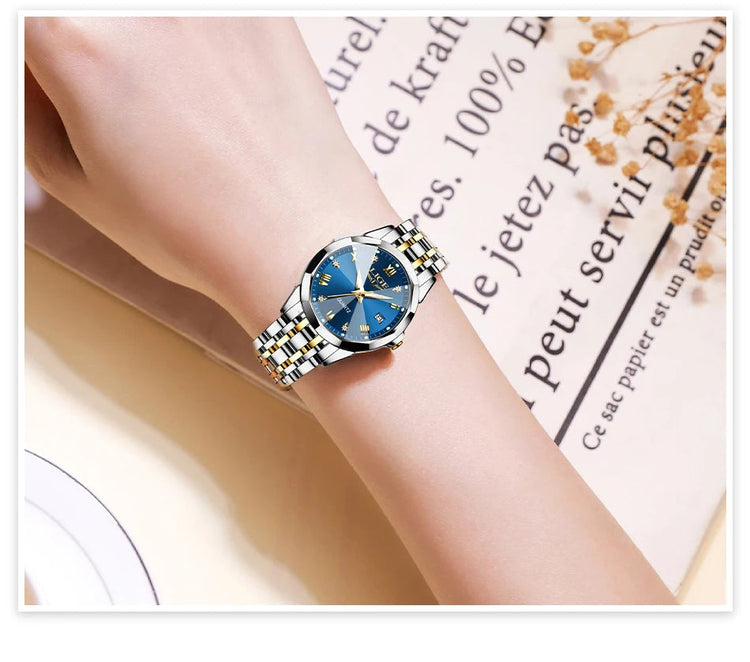 LIGE Orologio al Quarzo di Lusso per Donna, Elegante Bracciale Luminoso e Impermeabile, Regalo Ideale platinumshop