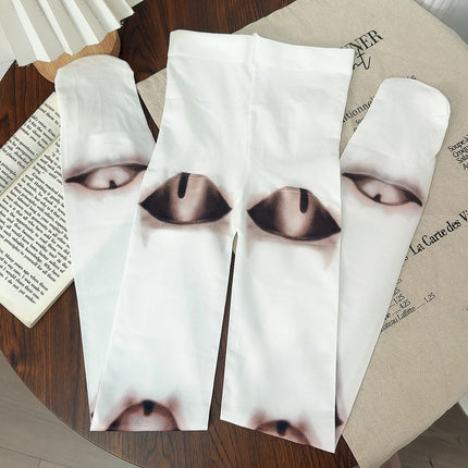 Donne Gotico Harajuku Novità Collant Stile Goth Giapponese Anime Snodato per la Bambola Del Tatuaggio 3D Stampa Calzamaglia Calze Cosplay
