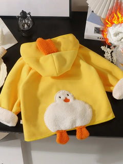 Kids Winter Coat Thickened Fleece Jacket Cartoon Animal Hooded Outerwear for Boys Girls Warm Winter Children Clothing
