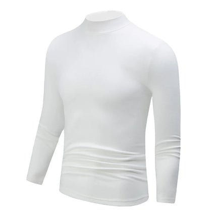 1/2piece Autumn And Winter Men's Semi High Neck Fashionable Base Long Sleeved Top Solid Color Casual Sports Fitness Warm T-shirt PlatiNum