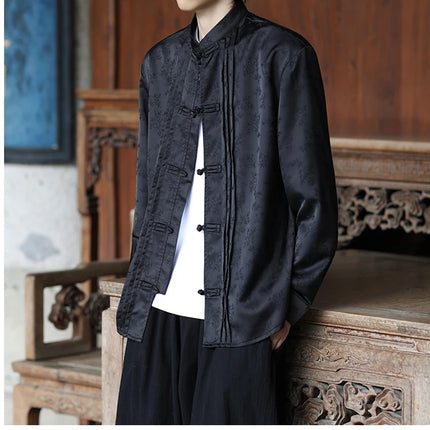 Camicie con stampa Abito tradizionale cinese Tang Camicie comode e traspiranti retrò Kung Fu Tai Chi Camicette casual Abbigliamento da uomo