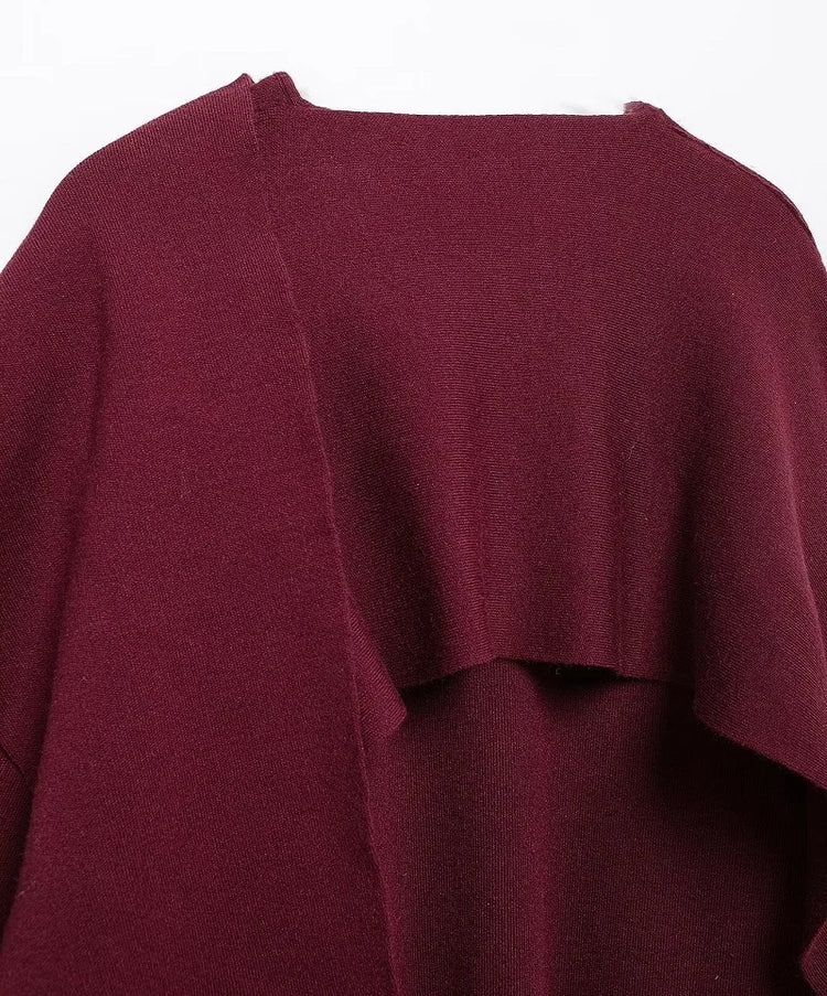 MUJER Cape Coat Women Scarf Collar Ponchos Women 2025 Shawl Long Sleeve Winter Woman Ponchos Cloak Knitted Cardigan for Women