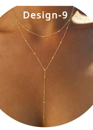 Lariat Gold Necklace for Women Teen Girls Mom, Dainty Long Necklace 14k Gold Plated STAINLESS STEEL Y-Shaped Pendant Necklaces PlatiNum